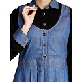 Classic Denim maxi dress with shirt collar- Black-Blue Classic Denim maxi dress with shirt collar- Black-Blue